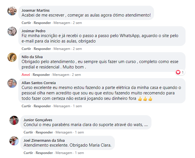 Depoimento de aluno no WhatsApp