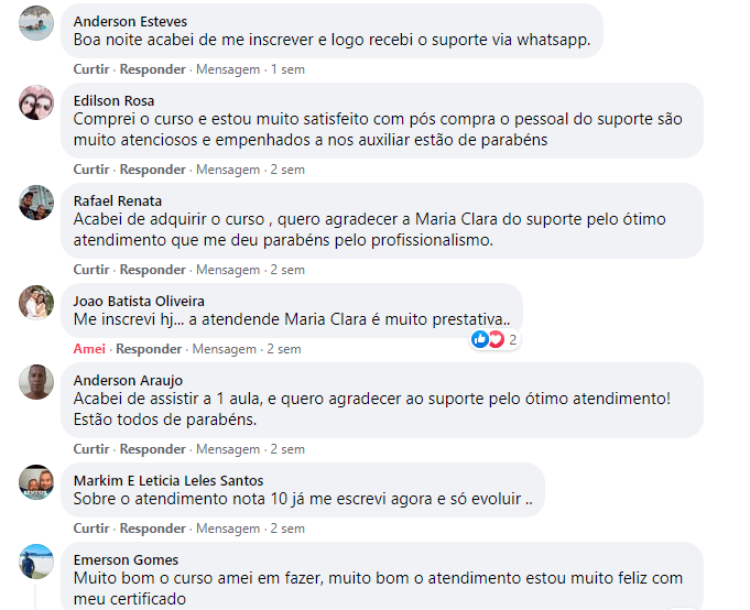 Depoimento de aluno no WhatsApp