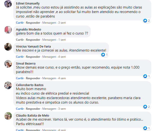 Depoimento de aluno no WhatsApp